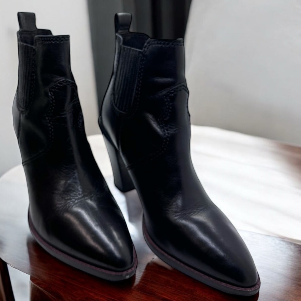 Coach Western Women's Black Leather Heeled Ankle Boots Ladies Sz 9.5 NWOT - Picture 9 of 14